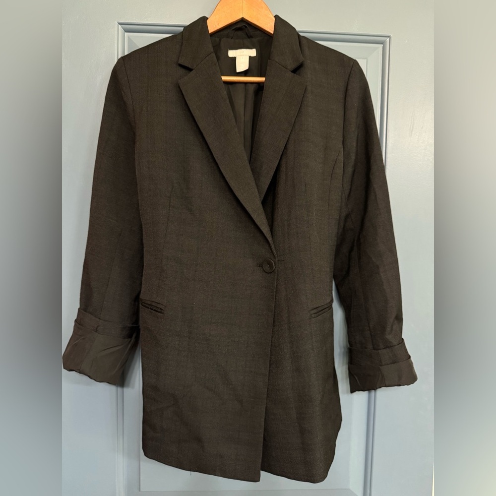 H&M Tailored Brown Blazer Single Button Workwear Minimalist Size 10 - Picture 4 of 7